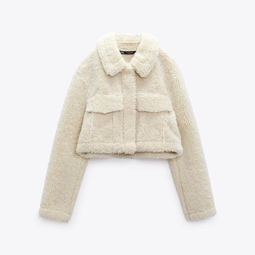 Zara Fleece Sherpa crop jacket small